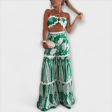 Zella – Cassie Ric Rac Trim Halter‑Ring Top & High‑Waisted Wide‑Leg Trousers Set