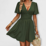 Winslet - Dress with Gathered Waist and V-Neckline