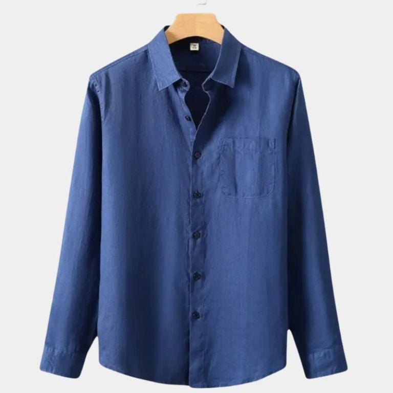 Long Sleeve Essential Linen Shirt - Cross & Crown
