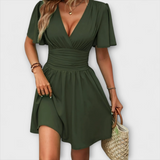 Winslet - Dress with Gathered Waist and V-Neckline