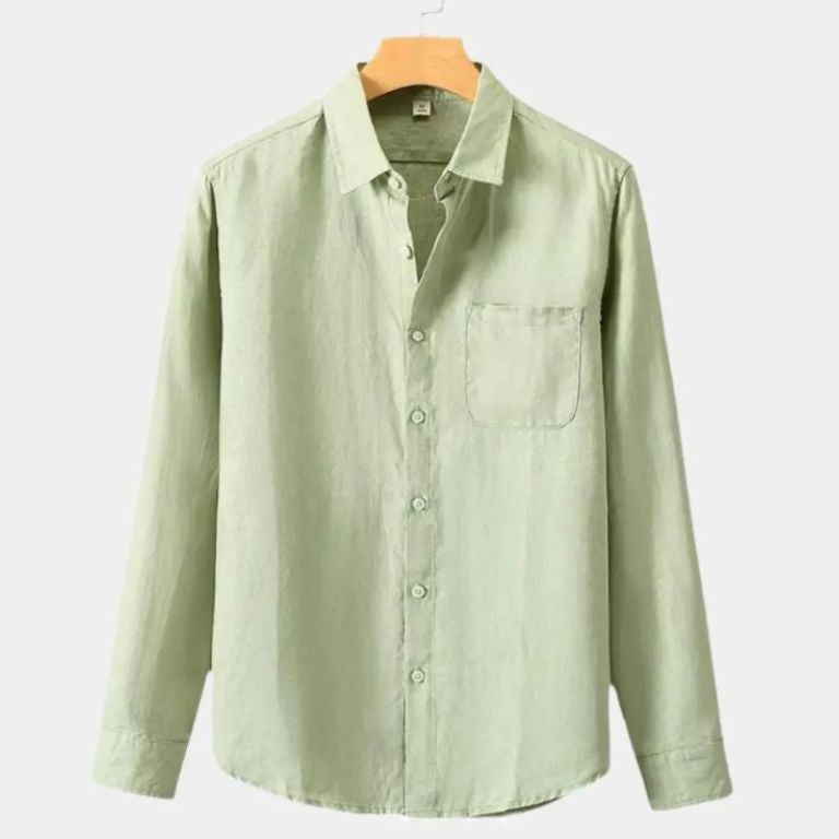 Long Sleeve Essential Linen Shirt - Cross & Crown