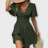 Winslet - Dress with Gathered Waist and V-Neckline