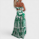 Zella – Cassie Ric Rac Trim Halter‑Ring Top & High‑Waisted Wide‑Leg Trousers Set