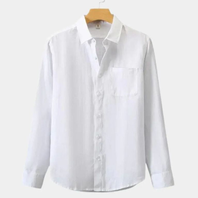 Long Sleeve Essential Linen Shirt - Cross & Crown