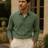 Long Sleeve Essential Linen Shirt - Cross & Crown