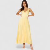 Clara - Pleated V-Neck Maxi Dress