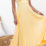 Clara - Pleated V-Neck Maxi Dress