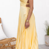 Clara - Pleated V-Neck Maxi Dress