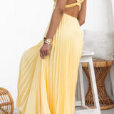Clara - Pleated V-Neck Maxi Dress