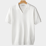 OPEN COLLAR RIBBED POLO