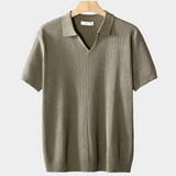 OPEN COLLAR RIBBED POLO