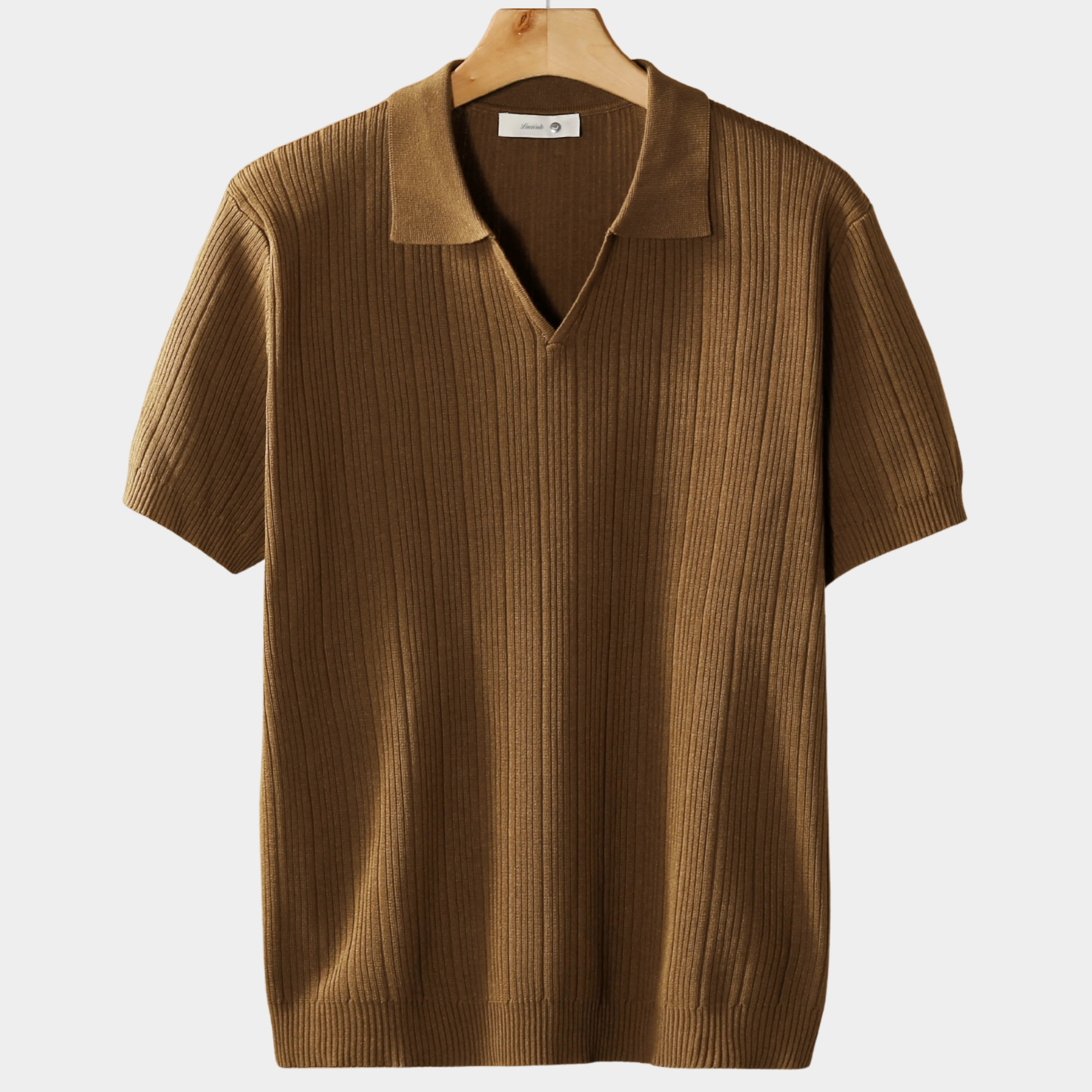 OPEN COLLAR RIBBED POLO